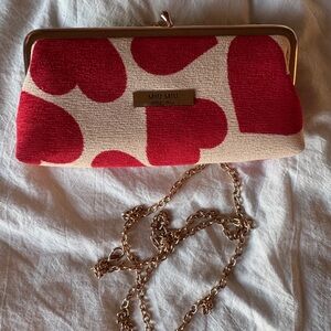 Miu Miu Red and Cream Heart Clutch